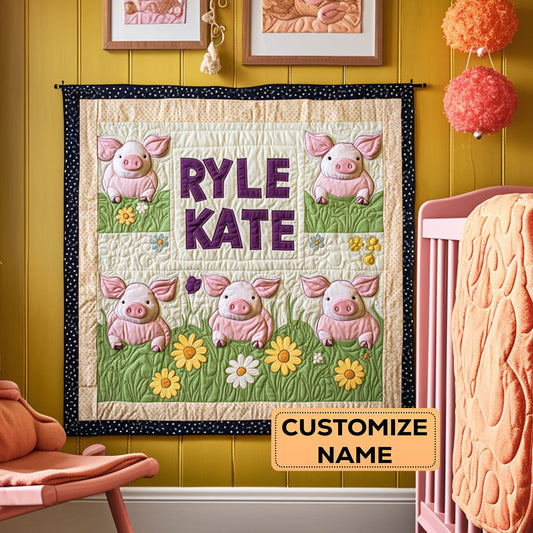 Piggy Garden Party WY2907039CL Personalized Baby Quilt