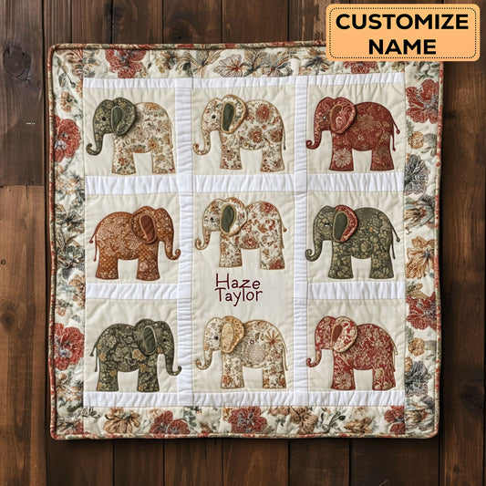Blossom Elephant WN2807011CL Personalized Baby Quilt