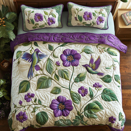 Hummingbird In Purple Garden WY2202041CL Duvet Cover Set