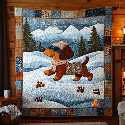 Dachshund Dog Snow YR0312015CL Quilt