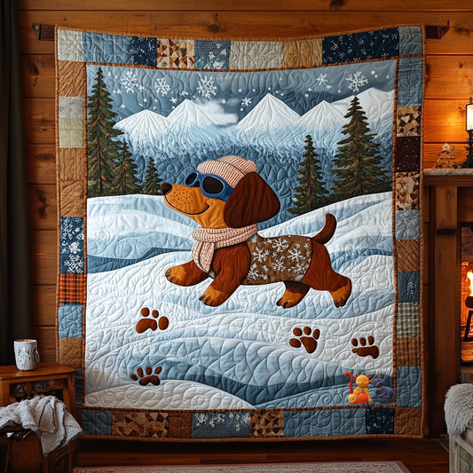 Dachshund Dog Snow YR0312015CL Quilt