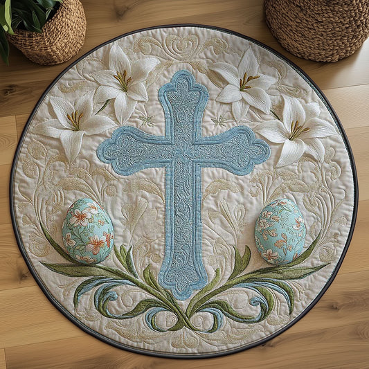 Easter Cross Light WN2203022CL Quilted Round Mat
