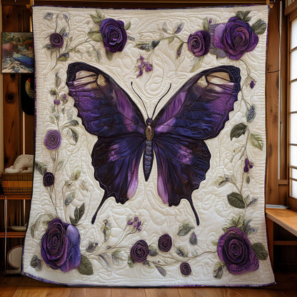 Purple Butterfly And Rose WY1302052CL Quilt