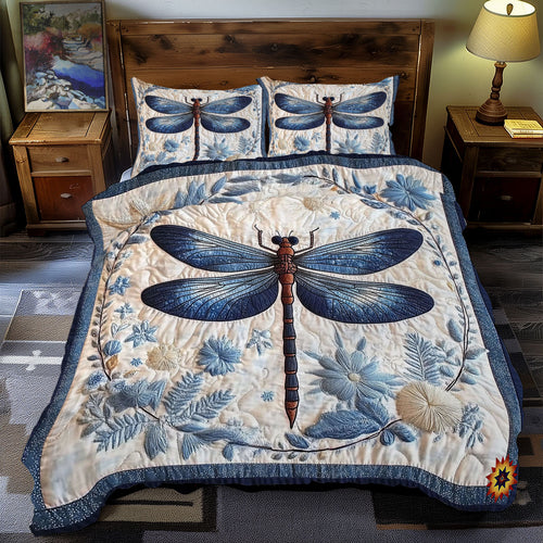 Dragonfly In Flower Wreath WY1312044CL Duvet Cover Set