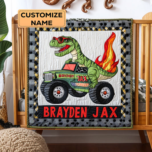 Dino Burnout WY3007004CL Personalized Baby Quilt