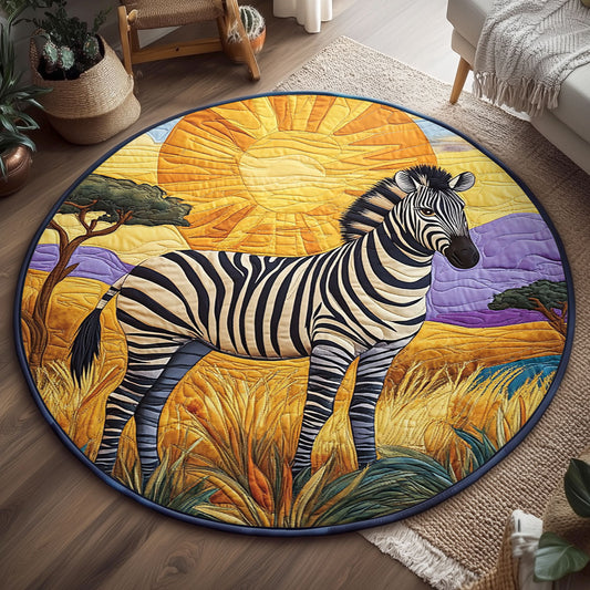 African Savannah Zebra WJ2104030CL Quilted Round Mat