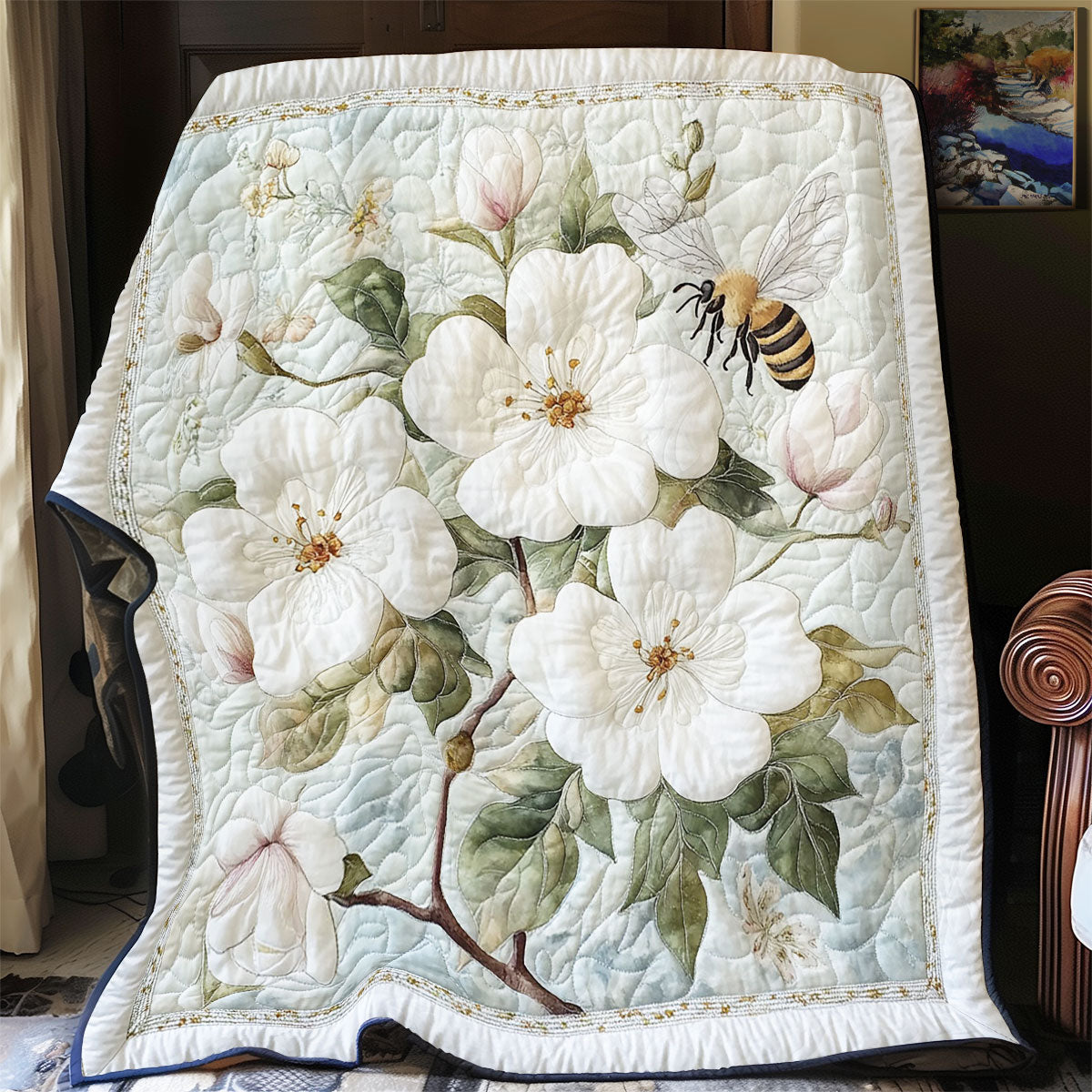 White Garden And Bee WY2003078CL Quilt