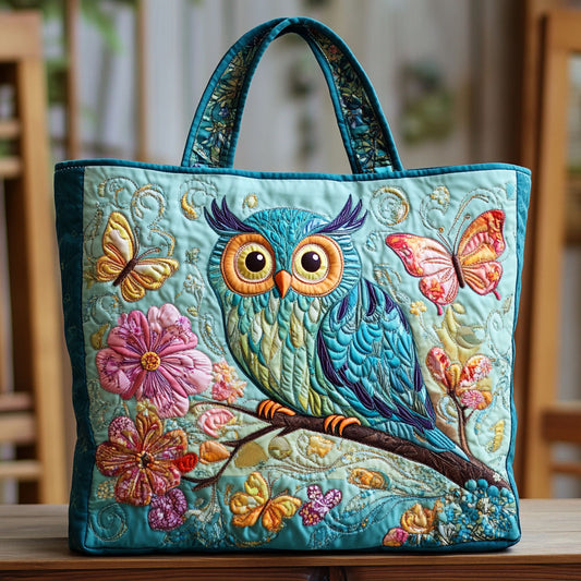 Garden Owl Glance CW0210013CL Quilted Tote Bag