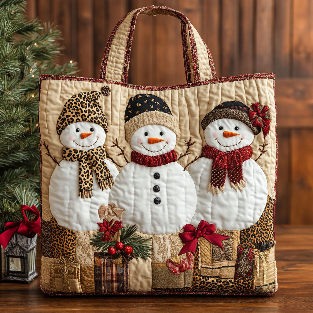 Christmas Snowman Leopard CW1411062CL Quilted Tote Bag