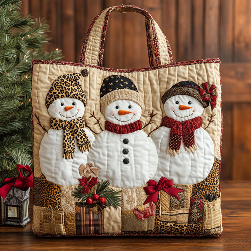 Christmas Snowman Leopard CW1411062CL Quilted Tote Bag