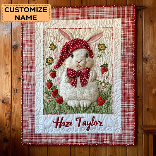 Strawberry Bunny WN1807090CL Personalized Baby Quilt