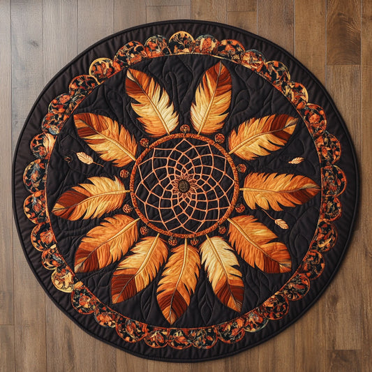 Feathered Sun Dreamcatcher WX2403068CL Quilted Round Mat