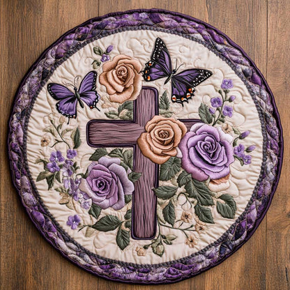 Graceful Cross WN2204025CL Quilted Round Mat