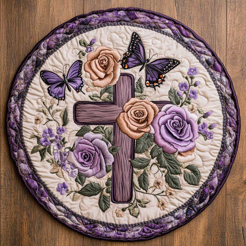 Graceful Cross WN2204025CL Quilted Round Mat