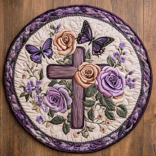 Graceful Cross WN2204025CL Quilted Round Mat