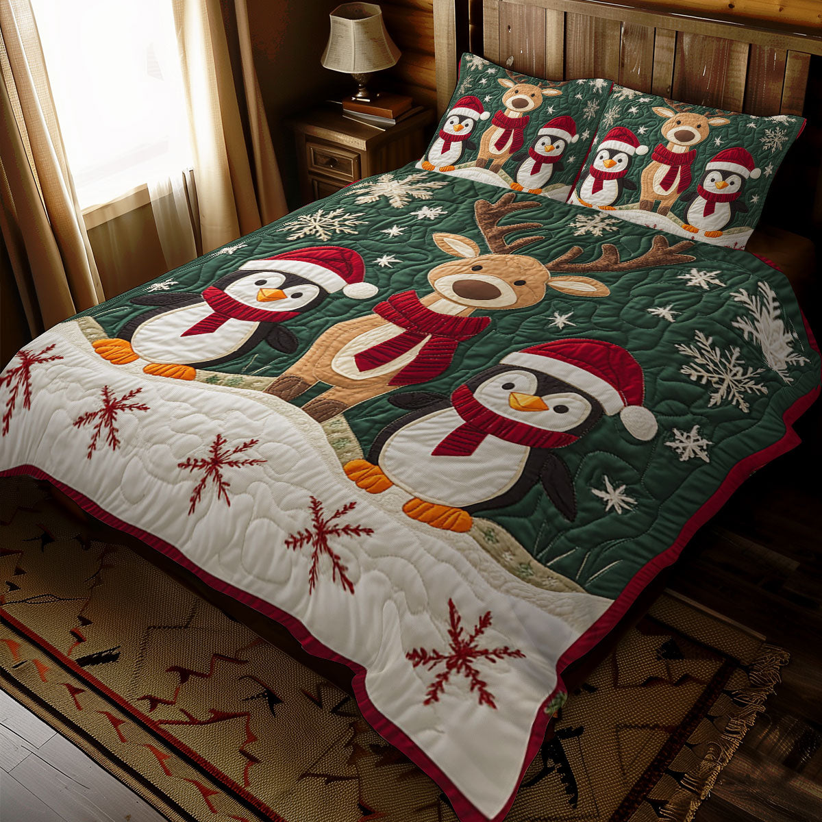 Christmas Reindeer And Penguin WJ2711035CL Duvet Cover Set