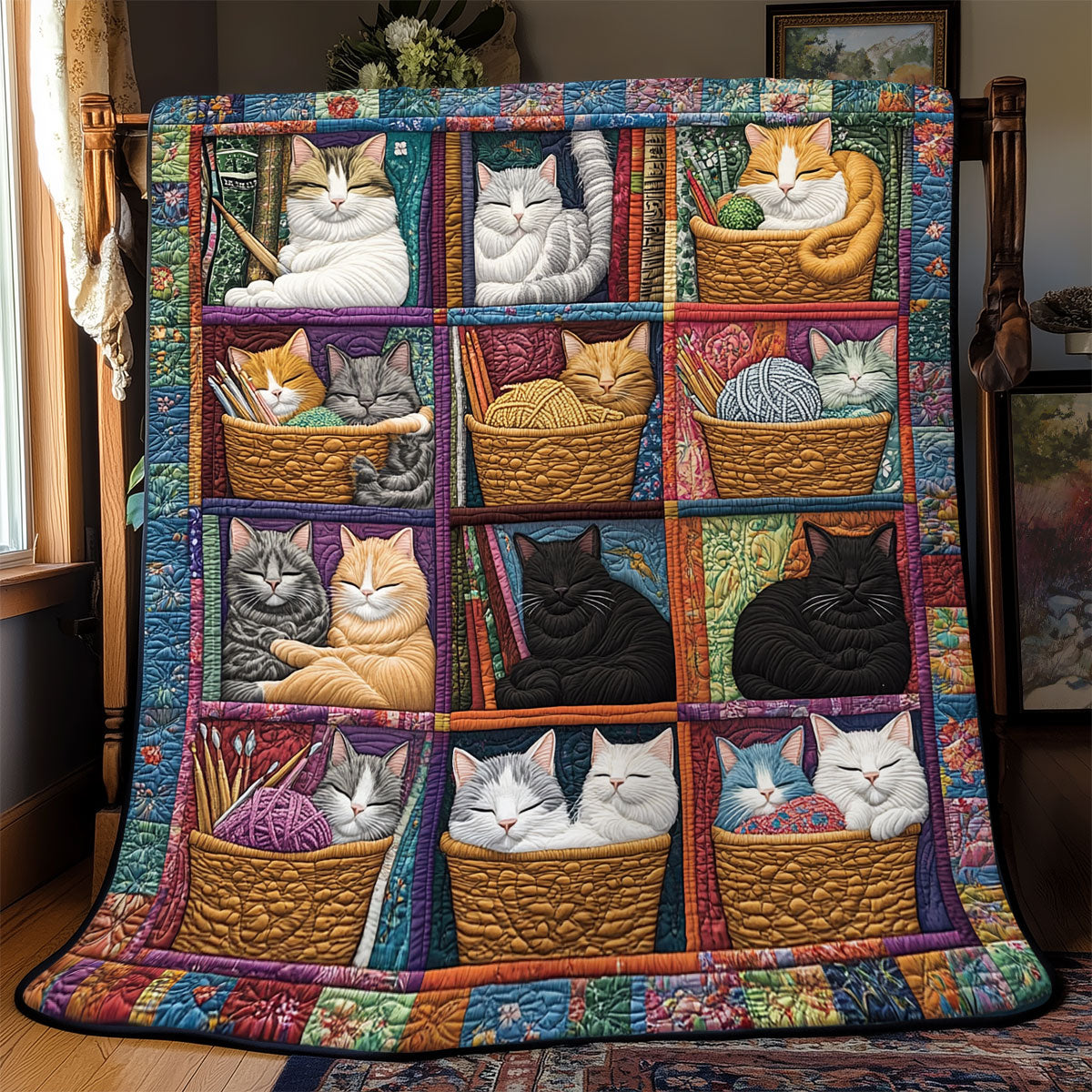 Feline Basket Bliss YR0602006CL Quilt