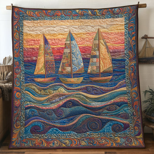 Sailboat In Sea Whorls WN2006029CL Quilt