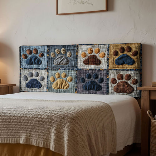 Patchwork Dog Paw WN2012057CL Quilted Headboard Slipcover