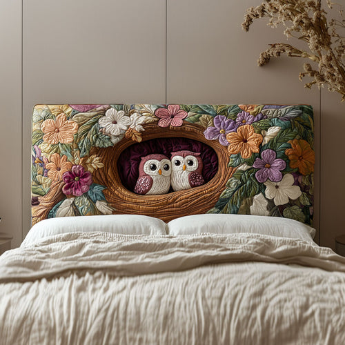 Owl Couple QA2912010CL Quilted Headboard Slipcover