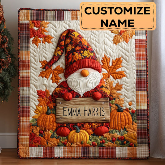 Autumn Gnome CW3007019CL Personalized Baby Quilt