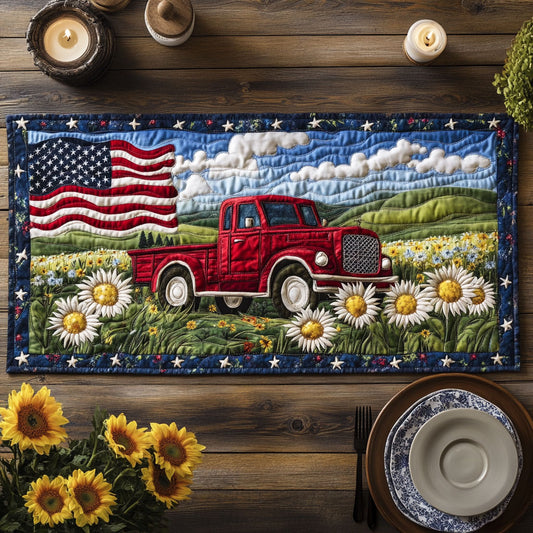 American Red Truck CW2904026CL Quilted Table Runner