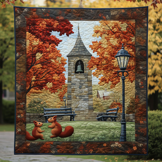 Squirrels Playing  Near Bell Tower LT2409031CL Quilt