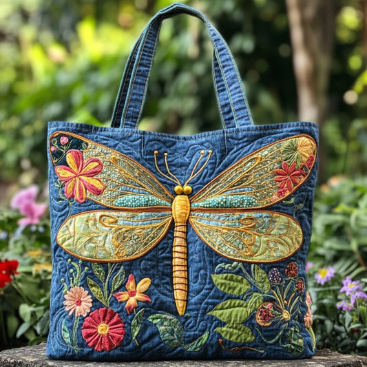 Dragonfly Garden XR2509014CL Quilted Tote Bag