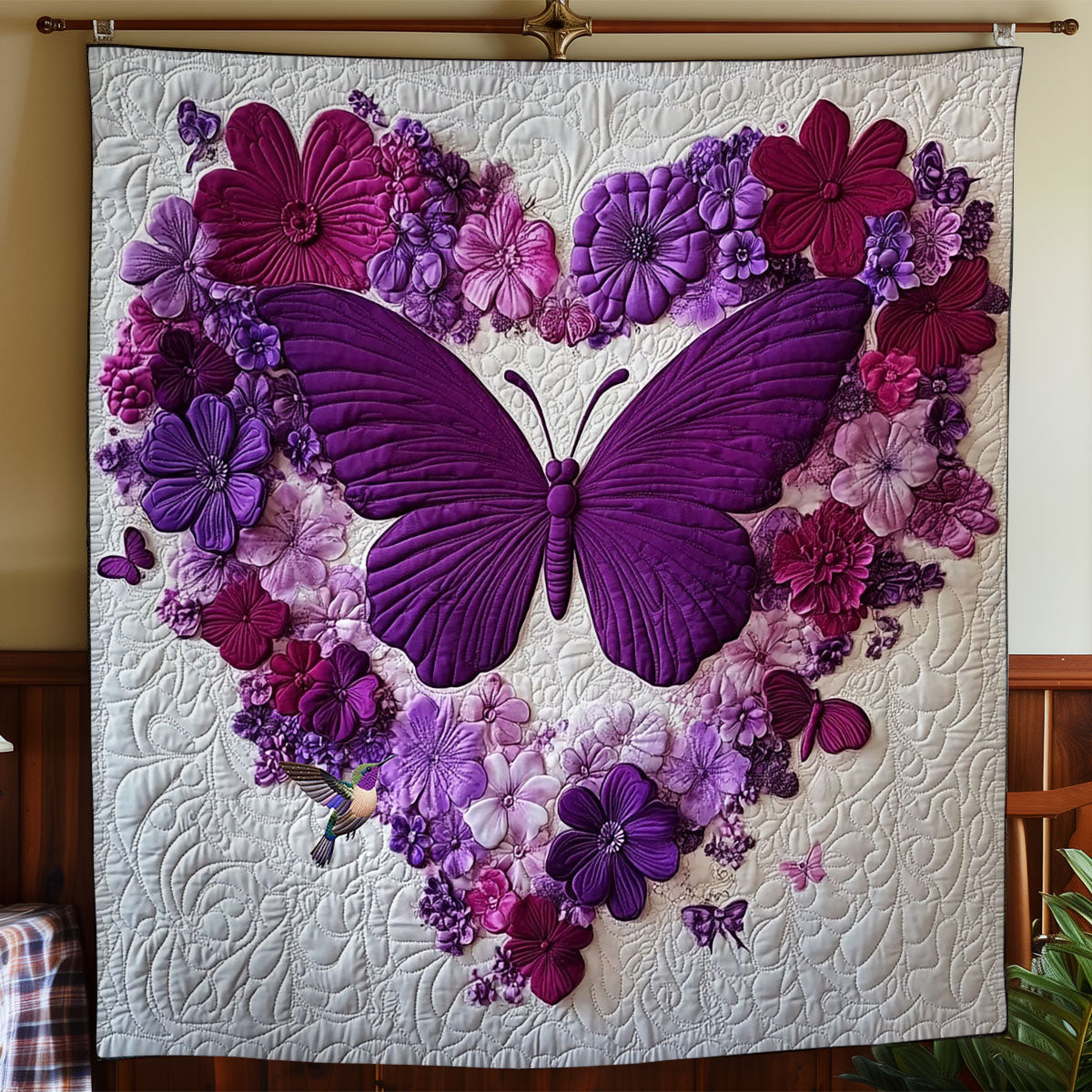 Purple Flower Butterfly WY2712052CL Quilt