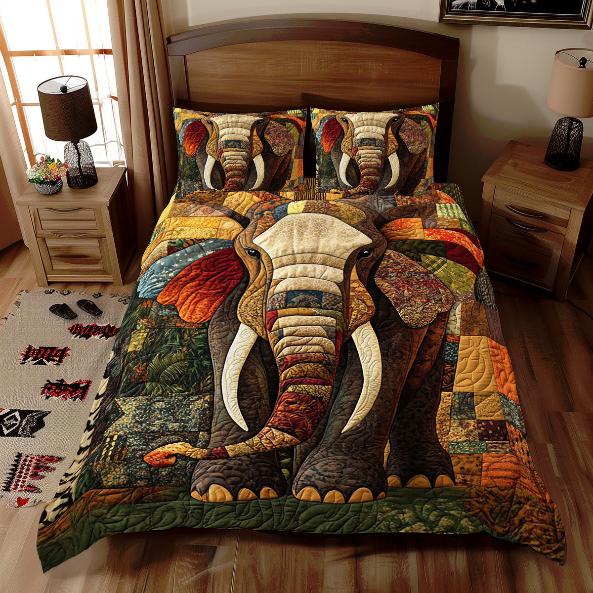 Majestic Elephant Mosaic WJ1812046CL Duvet Cover Set
