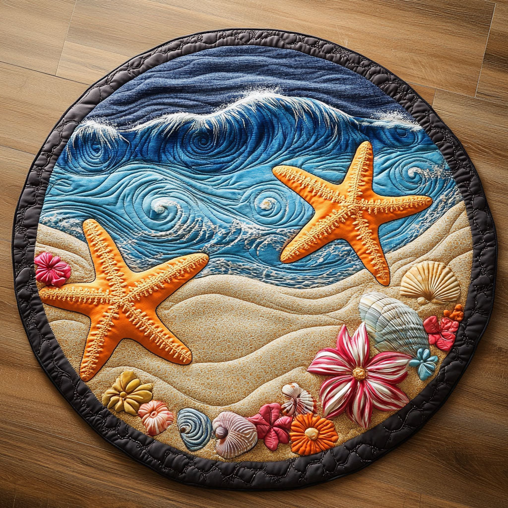 Seashell Ocean WX1505031CL Quilted Round Mat