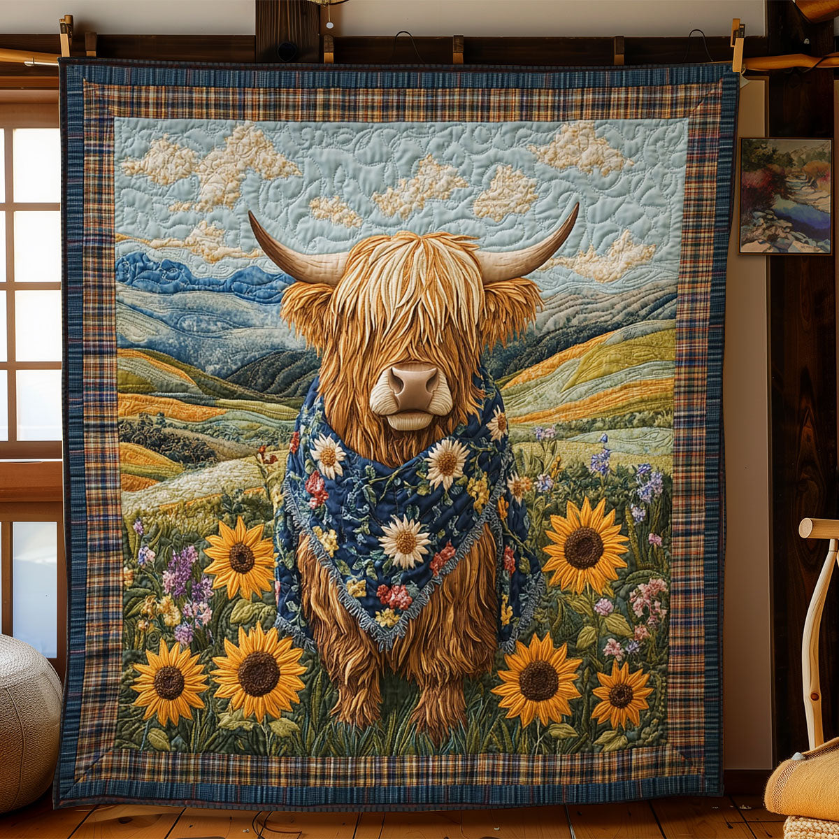 Highland Cow Garden Waltz WN1707024CL Quilt