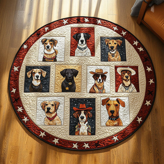 Patriotic Pups WY2008086CL Quilted Round Mat