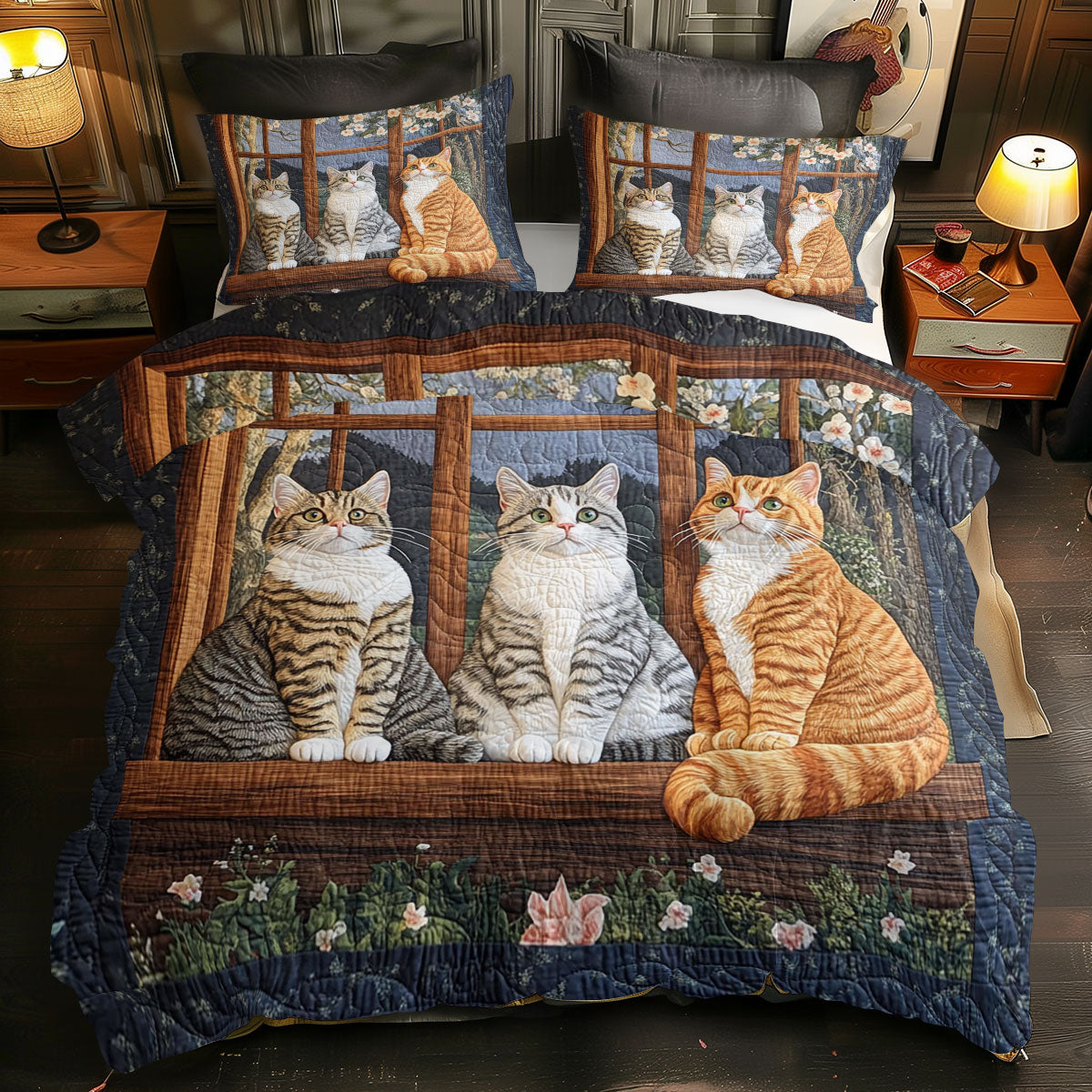 Cute Cat By The Window WJ0212046CL Duvet Cover Set