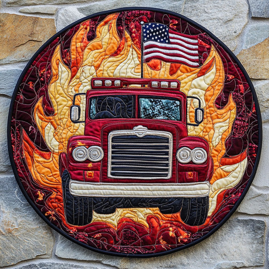 Firefighter Into The Fire WU2203080CL Quilted Round Mat