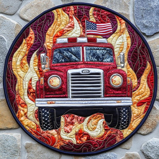 Firefighter Into The Fire WU2203081CL Quilted Round Mat