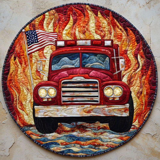 Firefighter Into The Fire WU2203082CL Quilted Round Mat