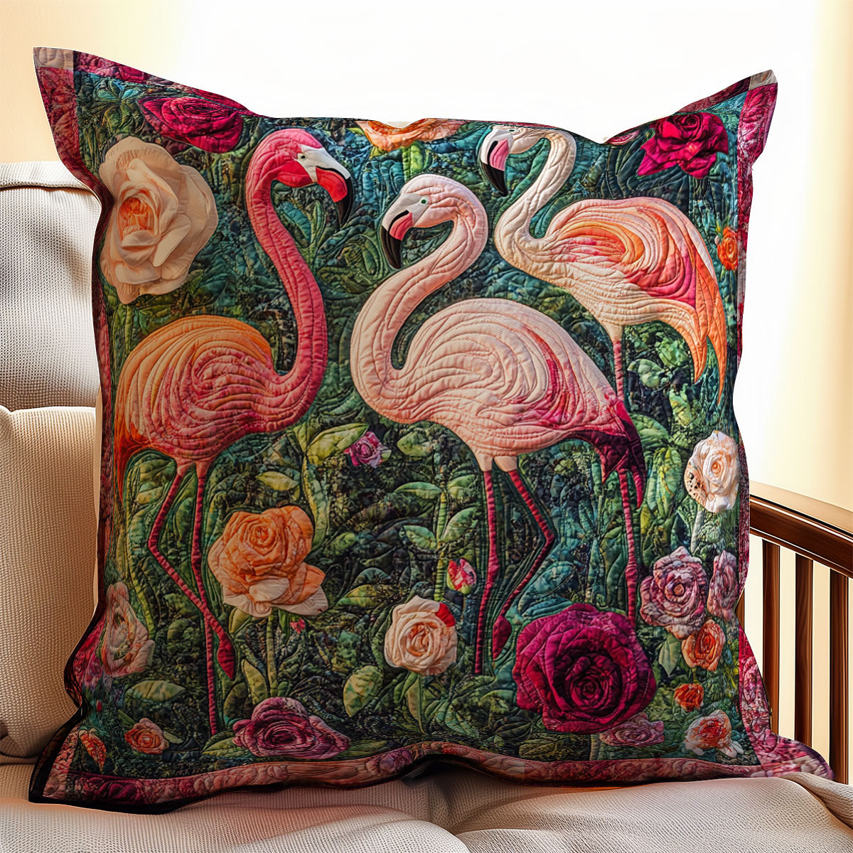 Flamingo Roses WX0303124CL Quilt Pillow Case
