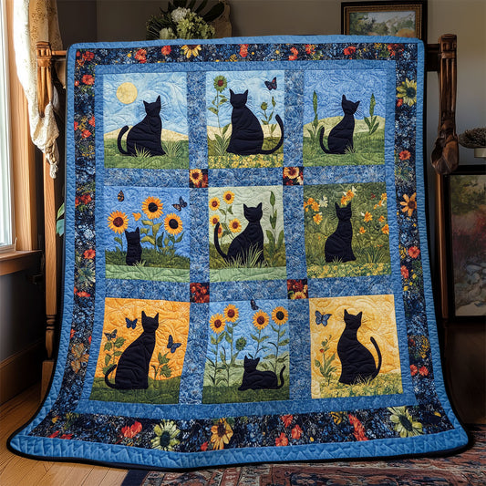 Floral Black Cat YR1802024CL Quilt
