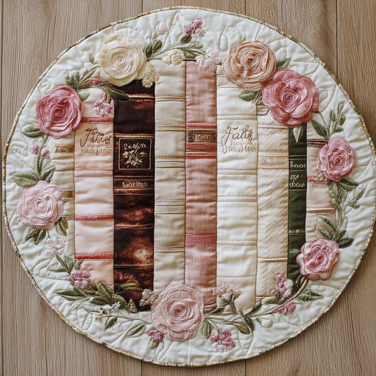 Floral Bookshelf WU2203077CL Quilted Round Mat
