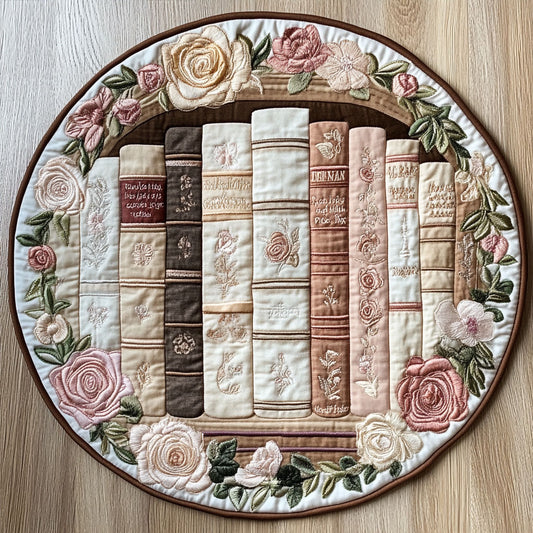 Floral Bookshelf WU2203078CL Quilted Round Mat