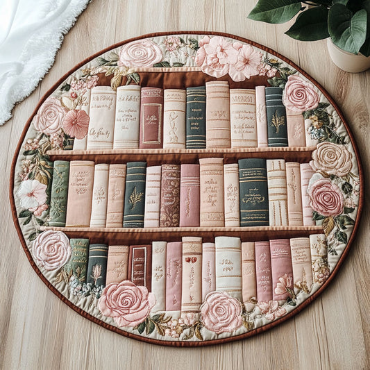 Floral Bookshelf WU2203079CL Quilted Round Mat