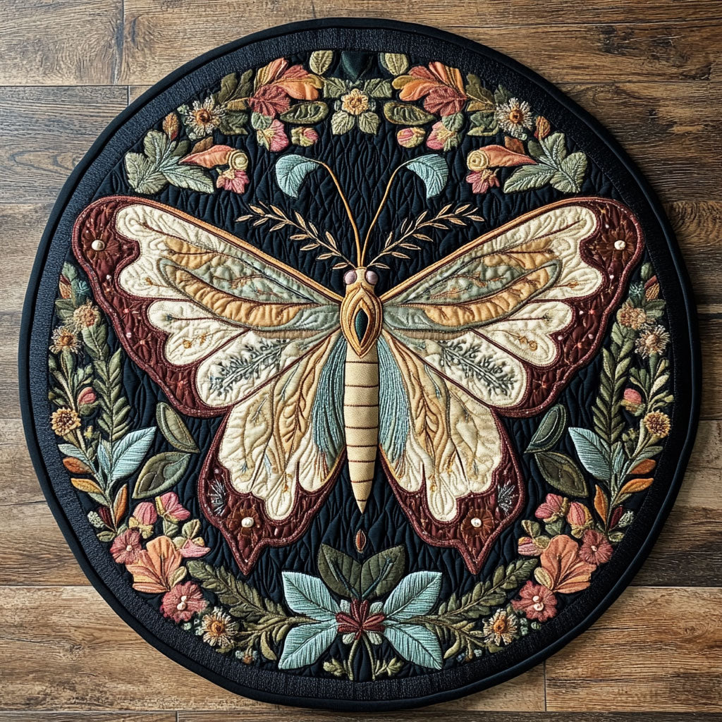 Floral Butterfly CP1106040CL Quilted Round Mat