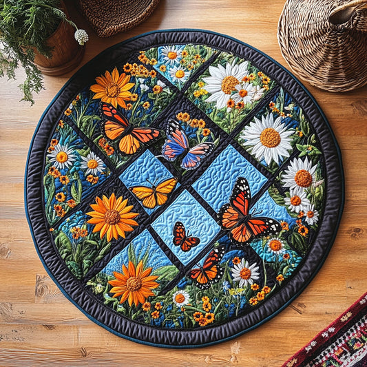 Floral Butterfly WY0808082CL Quilted Round Mat