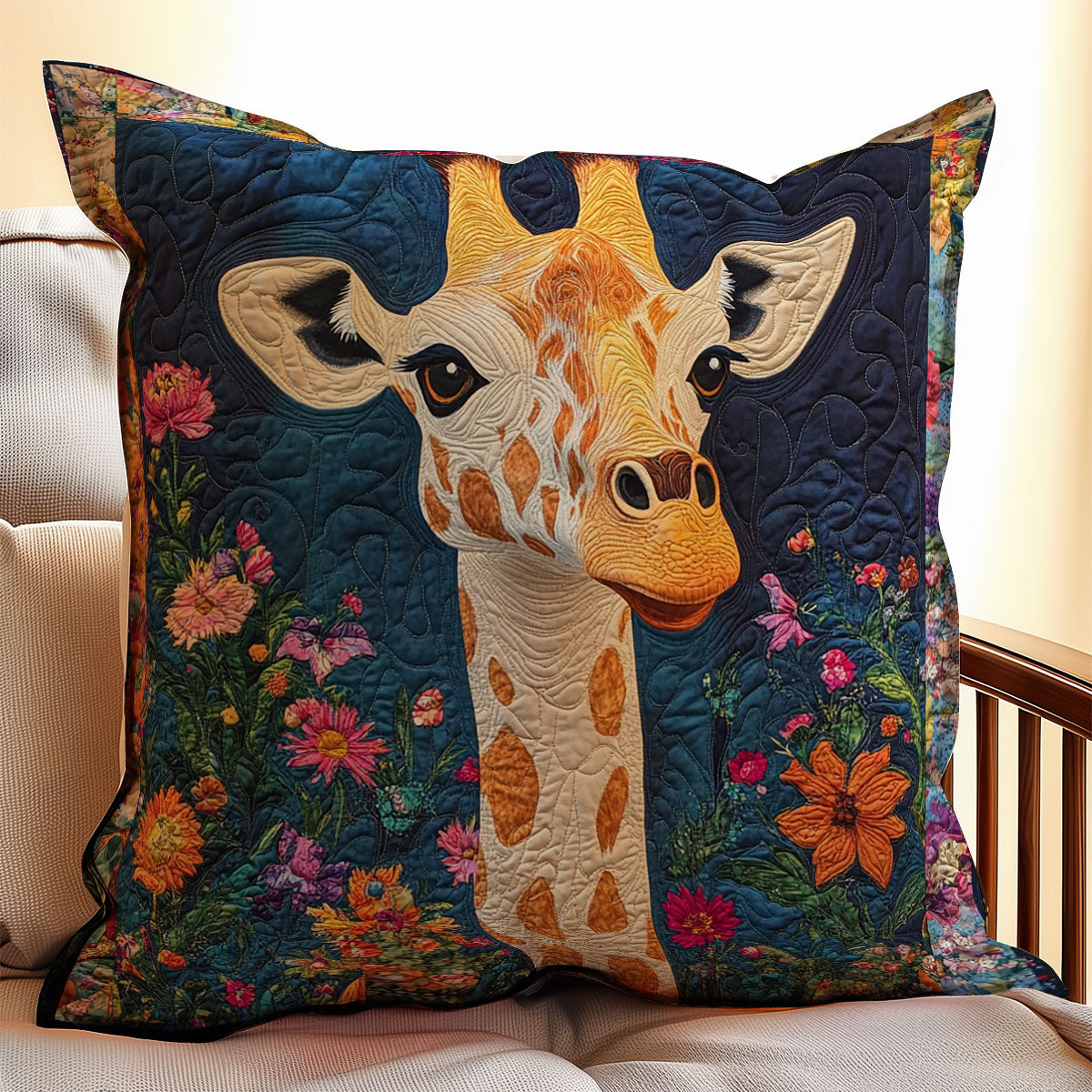 Floral Giraffe WX1703080CL Quilt Pillow Case