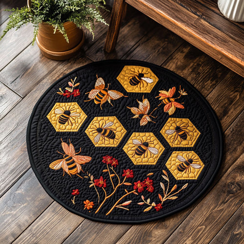 Bee Floral Honeydance WU2003021CL Quilted Round Mat