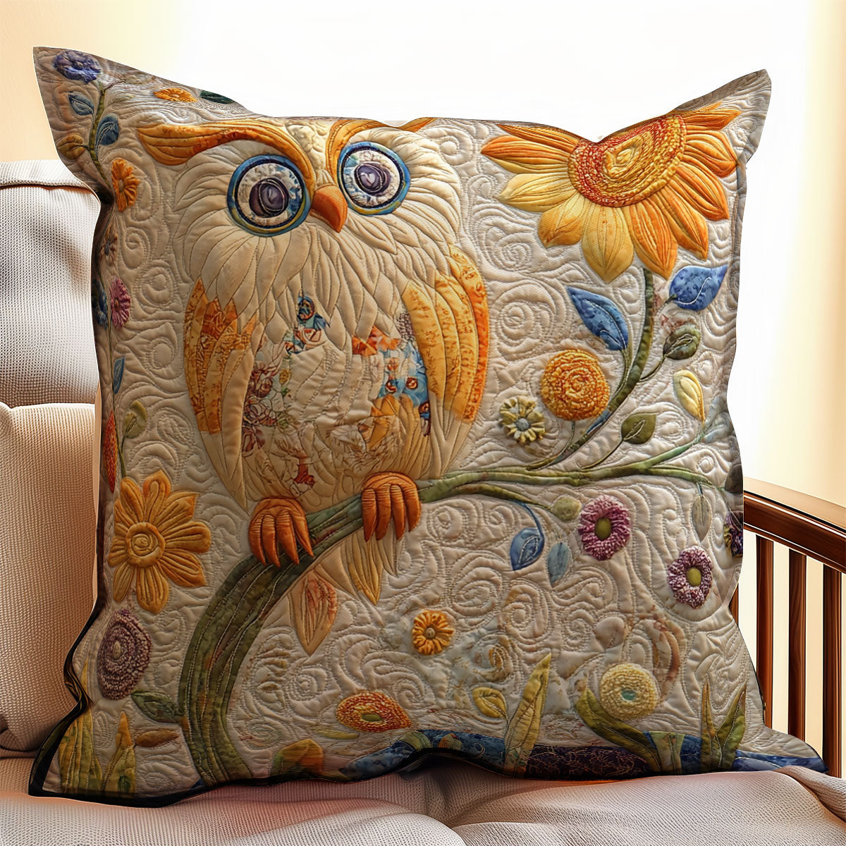 Floral Owl WX1703083CL Quilt Pillow Case