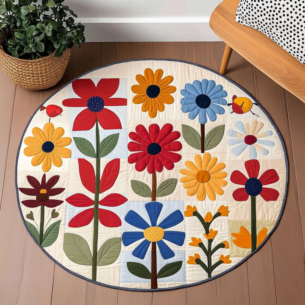 Floral Patchwork WU2003025CL Quilted Round Mat