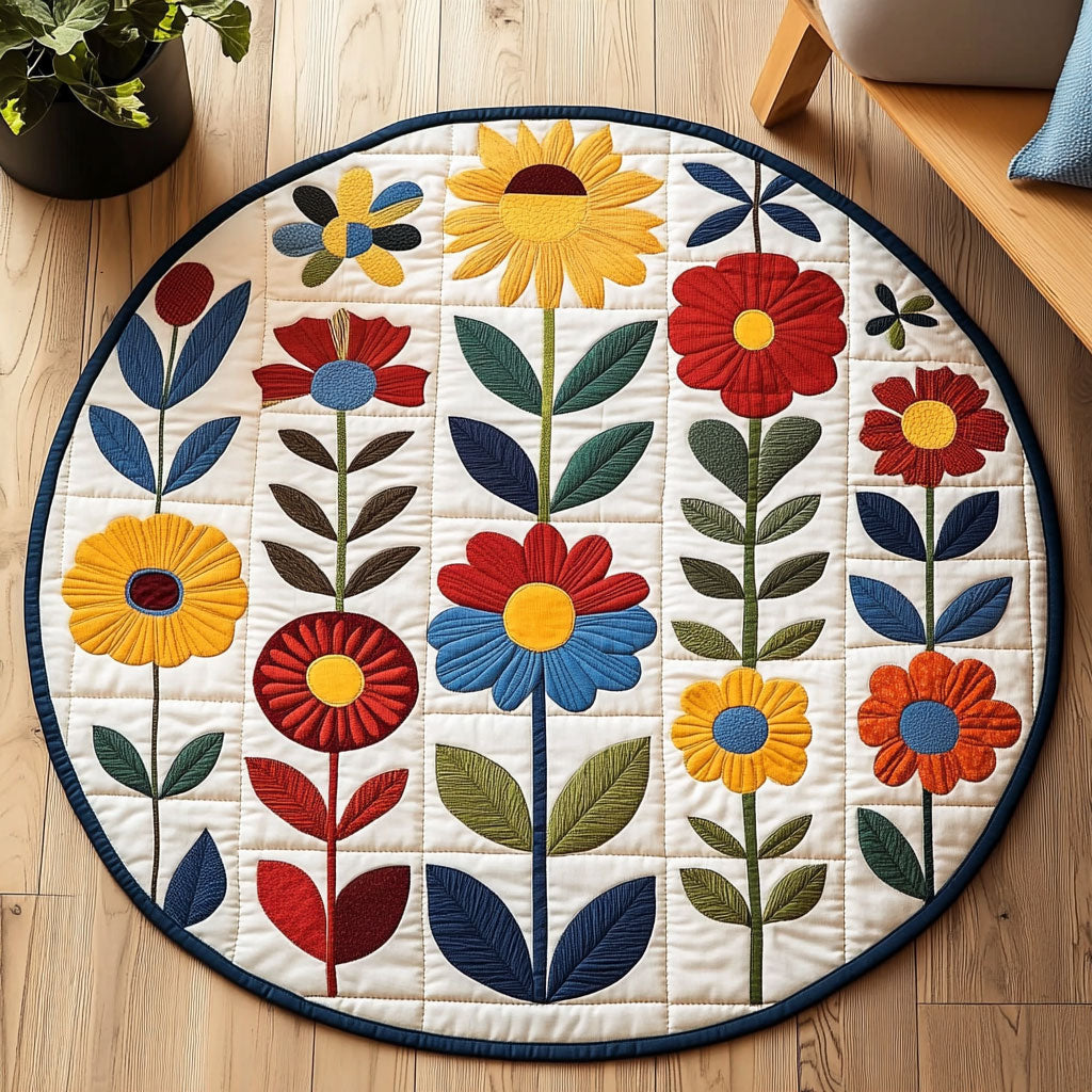 Floral Patchwork WU2003026CL Quilted Round Mat