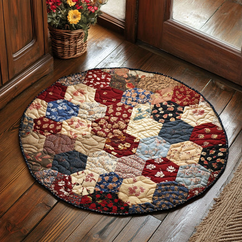 Floral Patchwork WU2103072CL Quilted Round Mat